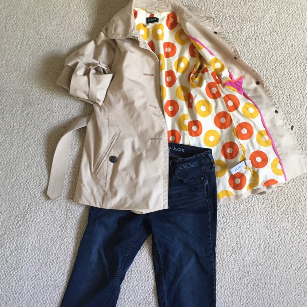 J Crew belted tan trench coat